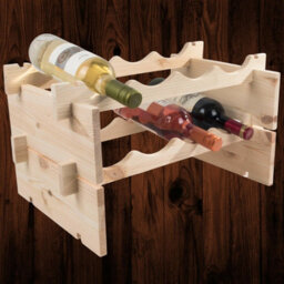 Woodeedoo Freestanding 2 Tier Wooden Wine Rack 8 Bottle Table Top Holder Kitchen Countertop Storage 50 X 32 X 27 Cm Natural Pine - thumbnail 1