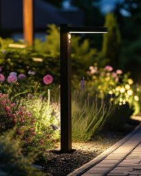 Beliani Solar Outdoor Led Bollard Lamp Parkers With Motion Sensor Black - thumbnail 2