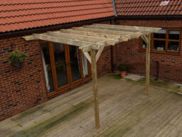 Arbor Garden Solutions Lean To Wooden Garden Pergola Kit - Orchid Design Wall Mounted Gazebo, 1.8M X 2.4M (Natural Finish) - thumbnail 3