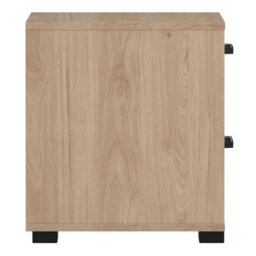 Wyld Haus Stuttgart Natural Oak Bedside Table 2 Drawers Black Metal Handles - thumbnail 6