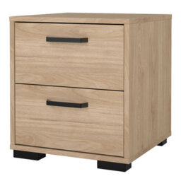 Wyld Haus Stuttgart Natural Oak Bedside Table 2 Drawers Black Metal Handles - thumbnail 5