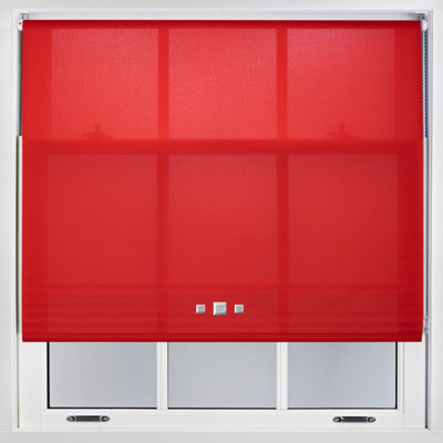 Furnished Trimmable Roller Blind With Triple Square Eyelets And Metal Fittings - Red Daylight Shade (W)150Cm X (L)210Cm