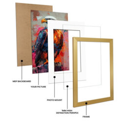 Ak Frames Gold 10X10 Frame With 8X8 Mount And Perspex Front - thumbnail 4