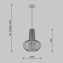 Luminosa Lighting Luminosa Roots Iii Modern 25Cm Wire Frame Pendant Ceiling Light Black 1Xe27 Beige Shade - thumbnail 2