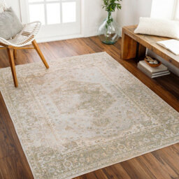 Boka Machine Washable Traditionnal Boho Camel Area Rug-66Cm X 115Cm - thumbnail 1
