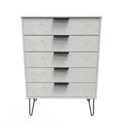 Osaka 5 Drawer Chest Of Drawers In Marble (Ready Assembled) - thumbnail 1