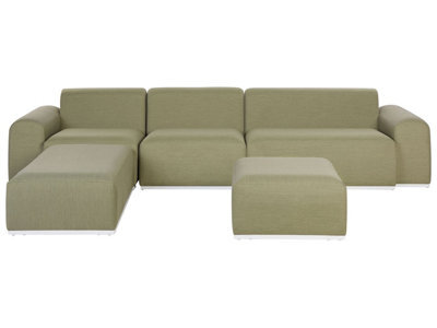 Beliani Garden Sofa With Ottoman 7 Seater Battifollo Modular Olive Green - image 1
