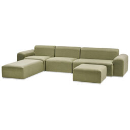 Beliani Garden Sofa With Ottoman 7 Seater Battifollo Modular Olive Green - thumbnail 4