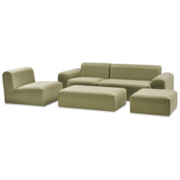 Beliani Garden Sofa With Ottoman 7 Seater Battifollo Modular Olive Green - thumbnail 6