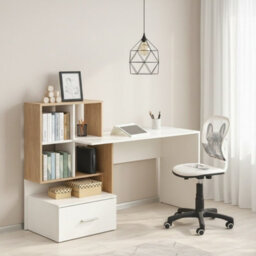 Traditional Style Desk With Drawer Grosso Golden Oak With White - thumbnail 1