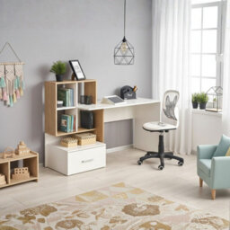 Traditional Style Desk With Drawer Grosso Golden Oak With White - thumbnail 6