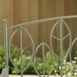 Charles Bentley Sage Green Leaf Design Rustic Metal Garden Bench - thumbnail 3