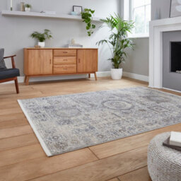 Traditional Grey Abstract Geometric Easy To Clean Rug For Dining Room-120Cm X 170Cm - thumbnail 2