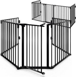 Casaria 5 Section Foldable Metal Fireplace Safety Gate With Safety Door Lock, Foldable, 306X77Cm, Fire Place Safety Gate X2 - thumbnail 1