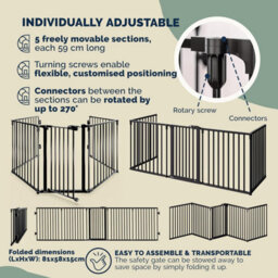 Casaria 5 Section Foldable Metal Fireplace Safety Gate With Safety Door Lock, Foldable, 306X77Cm, Fire Place Safety Gate X2 - thumbnail 4