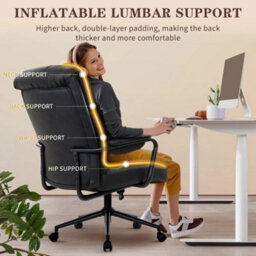 Mid Century Modern Swivel Desk Chair With Ergonomic Lumbar Support Office Chair - thumbnail 3