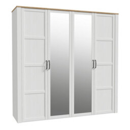 Furniture To Go Bohol 2 Door 2 Mirrored Door Wardrobe In Riviera Oak/white - thumbnail 1