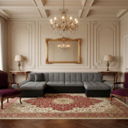 Alia Living Room Sleeper Corner Sofa Polyurethane Foam Wave Spring Wood Frame 360X160X75Cm Black And Grey - thumbnail 2