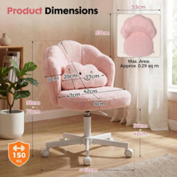 Gtplayer Office Desk Chair Makeup Vanity Chair Swivel Armless Height Adjustable Bedroom Dressing Table Chairs, Teddy, Pink - thumbnail 3