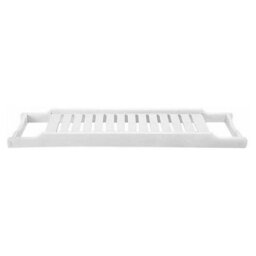 Bamboo Wood Bath Tub Rack Bathroom Shelf Tidy Tray Storage Caddy Organiser (White) - thumbnail 6