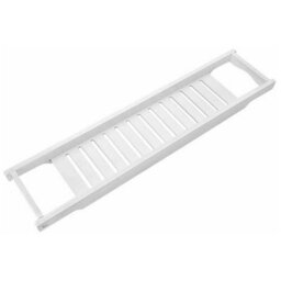 Bamboo Wood Bath Tub Rack Bathroom Shelf Tidy Tray Storage Caddy Organiser (White) - thumbnail 5