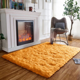 Ameha Modern Ochre Area Rugs Living Room, Hallway Runner Non-Slip Super Soft Shaggy Pile Rug Easy To Clean, 80 X 150 Cm - thumbnail 2