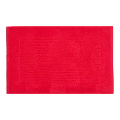 Homescapes Imperial Plain Cotton Red Bath Mat - image 1