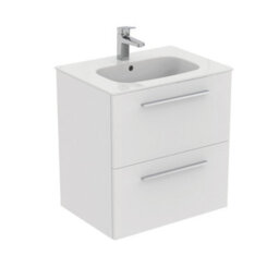 Ideal Standard I.life A Matt White Wall-Mounted Vanity Unit & Basin Set With 2 Chrome Effect Handle (W)600mm (H)630mm - thumbnail 1
