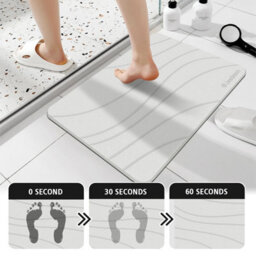 Fino Stone Stone Bath Mat - Super Absorbent Quick-Dry Diatomite Bath Mat, Non-Slip Bathroom Floor Mat With Anti-Slip Pad - thumbnail 8
