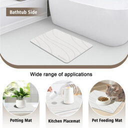 Fino Stone Stone Bath Mat - Super Absorbent Quick-Dry Diatomite Bath Mat, Non-Slip Bathroom Floor Mat With Anti-Slip Pad - thumbnail 4