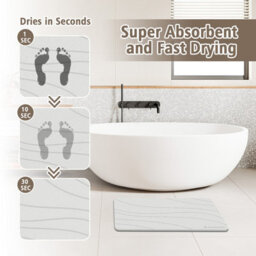 Fino Stone Stone Bath Mat - Super Absorbent Quick-Dry Diatomite Bath Mat, Non-Slip Bathroom Floor Mat With Anti-Slip Pad - thumbnail 5