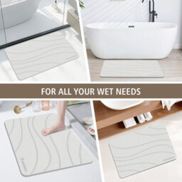Fino Stone Stone Bath Mat - Super Absorbent Quick-Dry Diatomite Bath Mat, Non-Slip Bathroom Floor Mat With Anti-Slip Pad - thumbnail 3