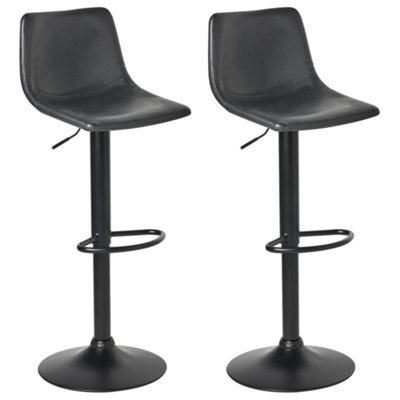 Beliani Set Of 2 Bar Stools Lebrija Faux Leather Swivel Black - image 1