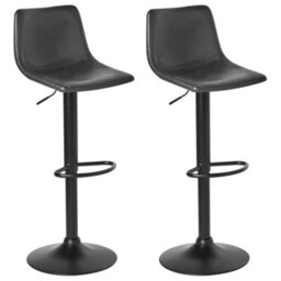 Beliani Set Of 2 Bar Stools Lebrija Faux Leather Swivel Black - thumbnail 1