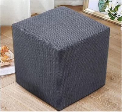Stretchable Square Pouf Cover 35X35 - Soft Jacquard Ottoman To Protect Your Footrest With Elasticated Bottom Machine Washable - image 1