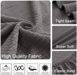 Stretchable Square Pouf Cover 35X35 - Soft Jacquard Ottoman To Protect Your Footrest With Elasticated Bottom Machine Washable - thumbnail 5