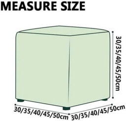 Stretchable Square Pouf Cover 35X35 - Soft Jacquard Ottoman To Protect Your Footrest With Elasticated Bottom Machine Washable - thumbnail 3