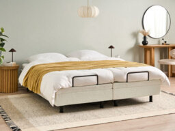 Beliani Adjustable Bed Without Headboard Boucle Duke 180 X 200 Cm (Eu Super King) Off-White - thumbnail 2