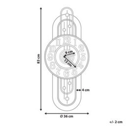 Beliani Wall Clock Nobelium 36 Cm Metal Gold - thumbnail 3