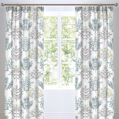 Dreams & Drapes Emily Botanical Print Pair Of Pencil Pleat Curtains With Tie-Backs - image 1