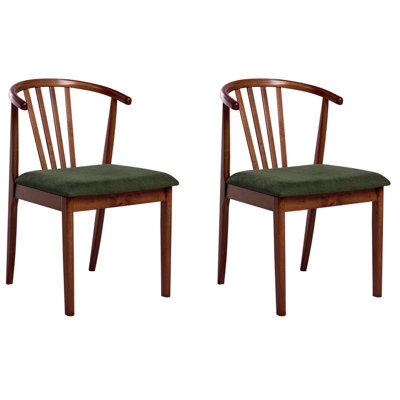 Beliani Set Of 2 Dining Chairs Craig Wood Dark Brown/ Green - image 1