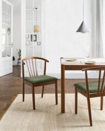 Beliani Set Of 2 Dining Chairs Craig Wood Dark Brown/ Green - thumbnail 2
