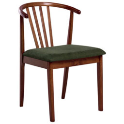 Beliani Set Of 2 Dining Chairs Craig Wood Dark Brown/ Green - thumbnail 4