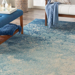 Navy Light Blue Luxurious Modern Abstract Dining Room Rug-114Cm X 175Cm - thumbnail 3