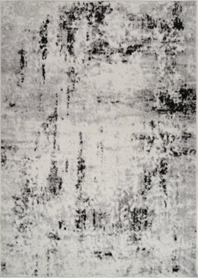 Livabliss Pisa-Abstract Black Grey Off-White Modern Marble Living Dining Bedroom Rug 130 X 170 Cm Easy Care, Non Shedding - image 1