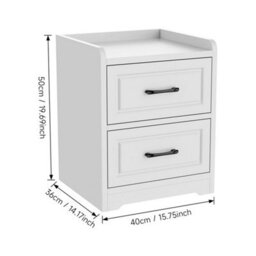 2 Drawers Bedside Table Bedroom Nightstand Storage Cabinet Side End Table Home - thumbnail 3