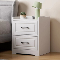 2 Drawers Bedside Table Bedroom Nightstand Storage Cabinet Side End Table Home - thumbnail 2