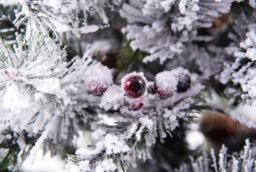 Shatchi Pre Lit Potted Snow Flocked Christmas Tree With Pine Cones And Red Berries Snowy Tips 80-100 Warm White Led Lights - thumbnail 2