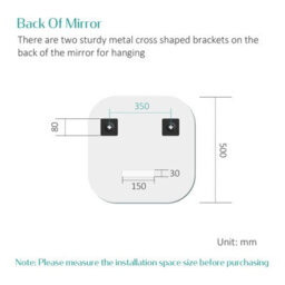 Emke Square Wall Mounted Mirror 50Cm Decorative Wall-Mounted Hanging Bathroom Bedroom Living Room Vanity Mirror - thumbnail 5