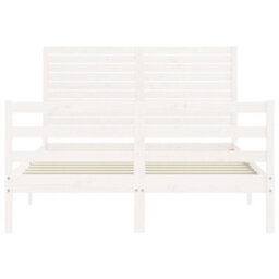 Berkfield Bed Frame With Headboard White Small Double Solid Wood - thumbnail 6